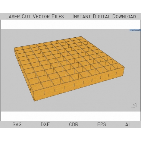 10x10 Cell Tray Laser Cut File
