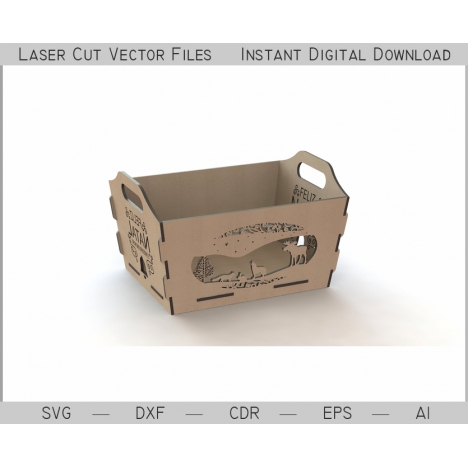 Laser Cut Box with Handles – Vector File for Laser Cutting