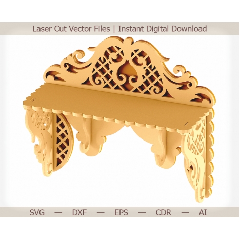 Ornate Wall Shelf Laser Cut File
