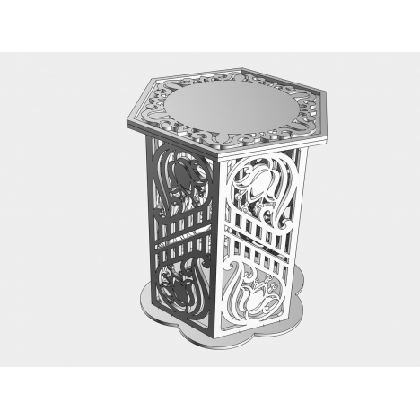 Laser Cut Table File – Ornate Hexagonal Side Table