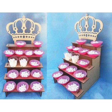 Cupcake Stand Laser Cut File with Crown Top