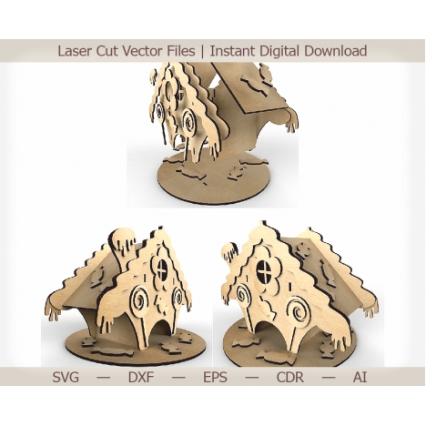 3D Tea House Laser Cut File