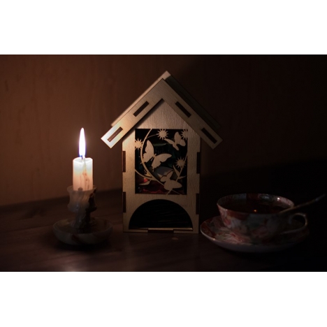 Decorative Tea House Laser Cut File with Butterflies