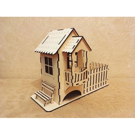House with Front Garden Laser Cut File