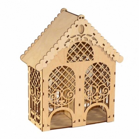 Tea House with 2 Compartments Laser Cut File