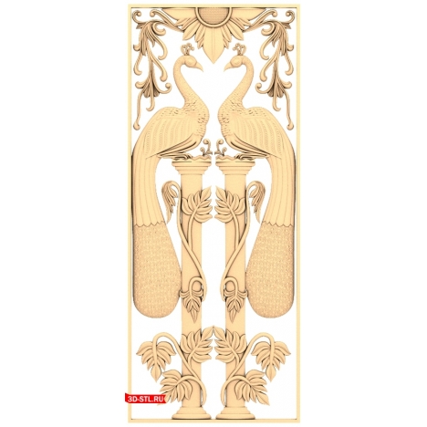 The Peacock Waltz Door - 3D STL model for CNC