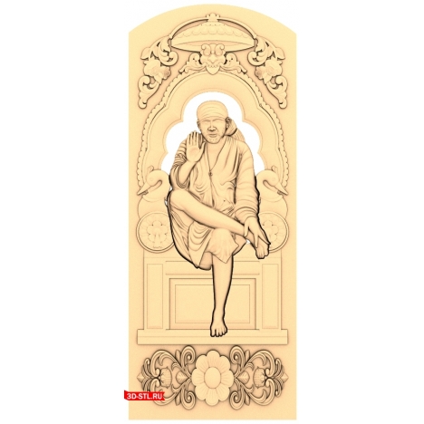 STL model of a door with a wise old man for CNC