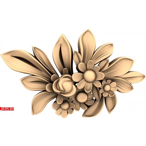 Flower arrangement - 3D STL model for milling