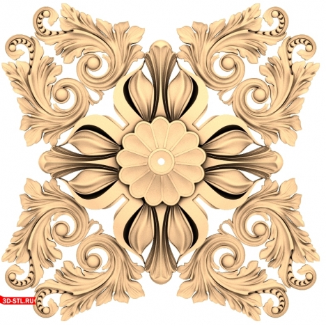 Floral Ornament - 3D STL Model for Milling