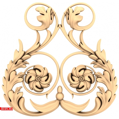 Floral Swirl Decor - 3D STL model for CNC