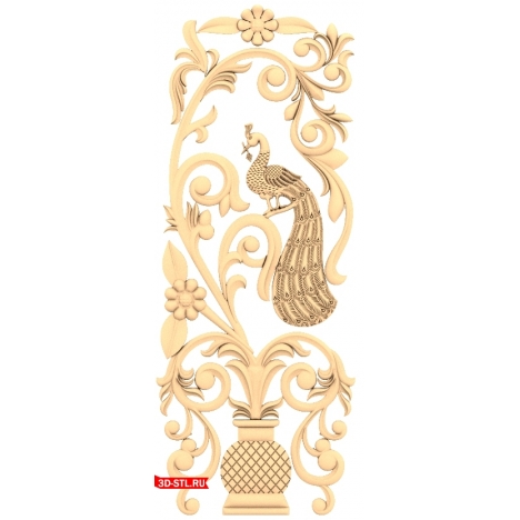 Decorative 3D model of the Peacock Garden door in STL format