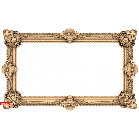 3D model of a baroque frame in STL format for CNC