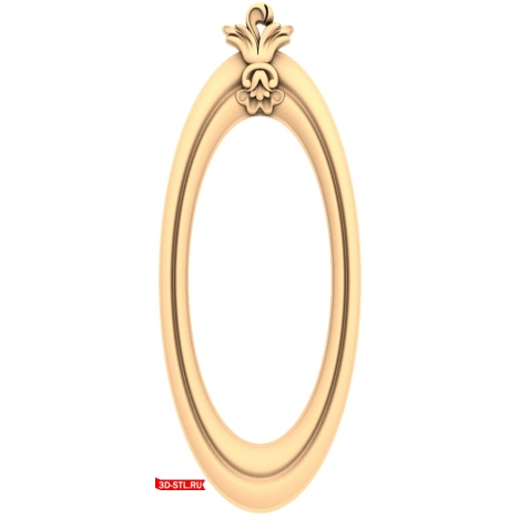 3D model of an oval frame with a floral pattern for CNC
