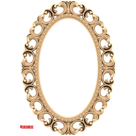 3D STL model of an oval carved frame for CNC