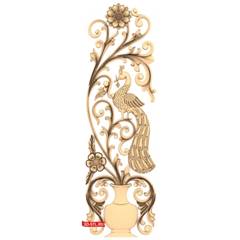 3D model of the Royal Peacock door in STL format for CNC