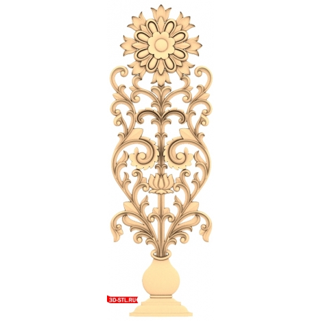 3D model of a door with a floral ornament for CNC in STL format