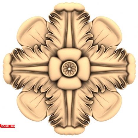 Petal Vortex - 3D STL model of a rosette for CNC