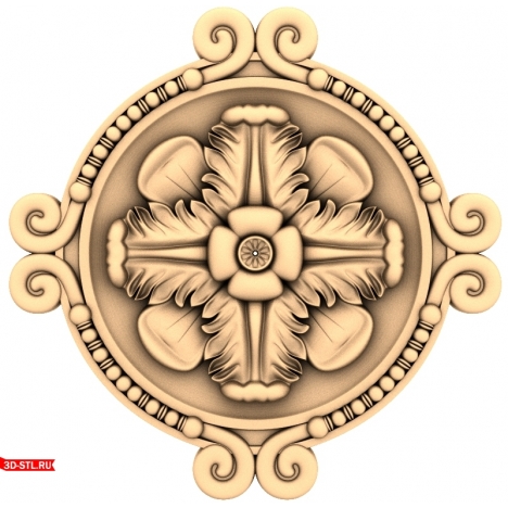 Download the Baroque Rosette 3D STL model for CNC.