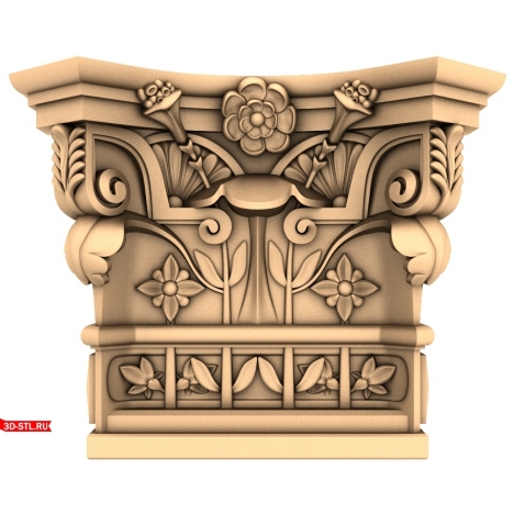 3D model of the Flower Elegy capital for CNC