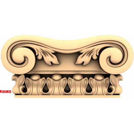 3D STL model of a capital with acanthus motifs for CNC