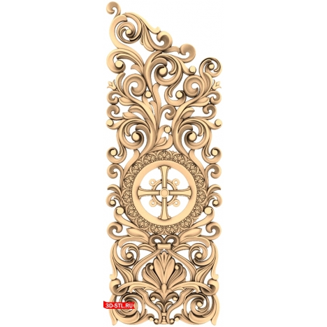 Cross Floral Monogram - 3D STL model for CNC