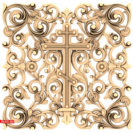 Wedding Cross in Flowers - STL model for CNC