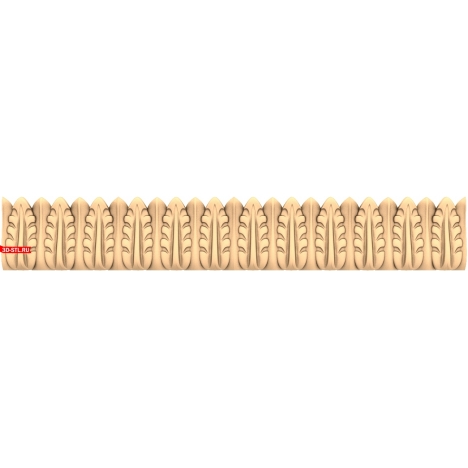 3D model of the Art Deco Leaves baguette for CNC in STL format