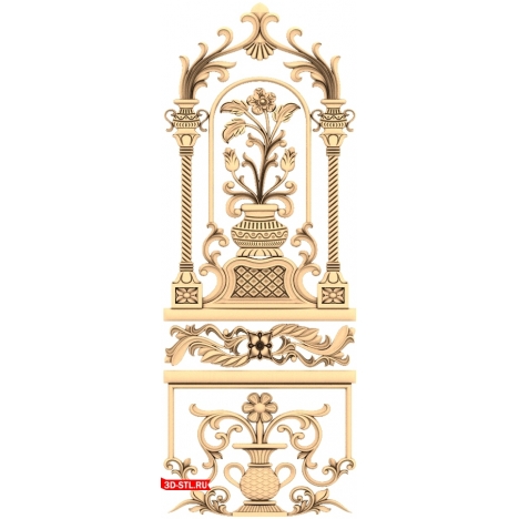 3D model of the Floral Harmony door for CNC