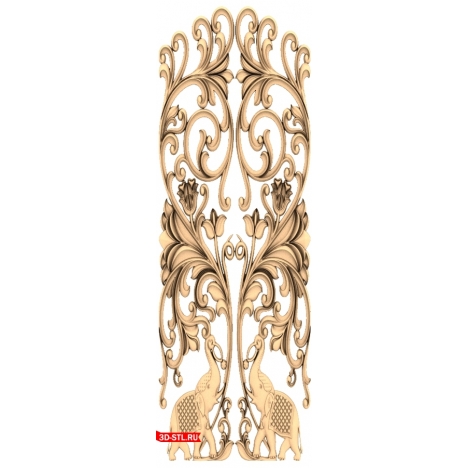 3D door model in STL format with oriental motifs