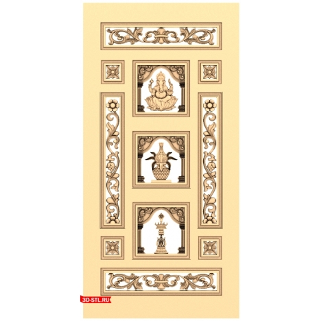 STL model of the door with an oriental ornament for CNC