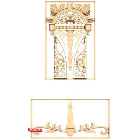 3D model of the Elegance Stained Glass door in STL format for CNC