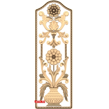 Floral Harmony - 3D STL door model for CNC
