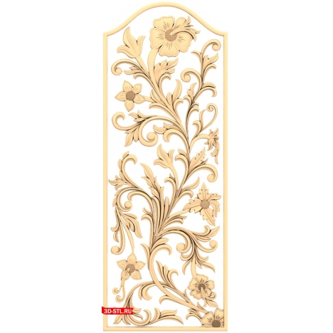 3D model of the Floral Vintage door in STL format for CNC