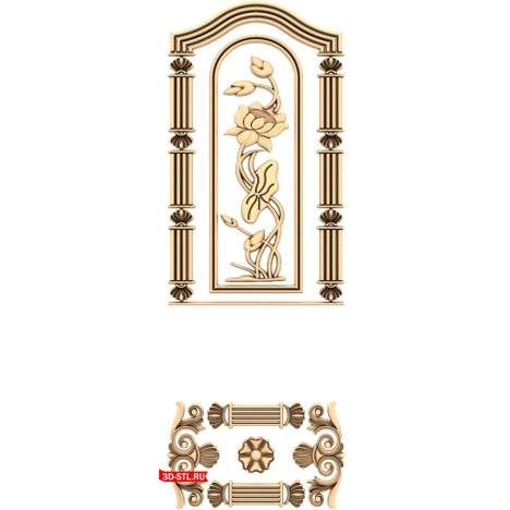 3D model of the Renaissance Lily door for CNC in STL format