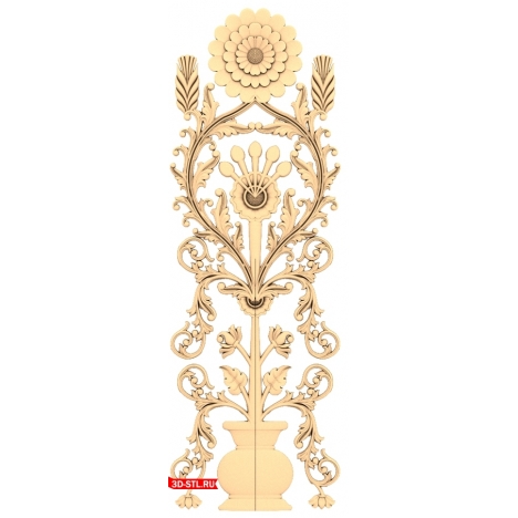 3D model of the Floral Elegy door for CNC