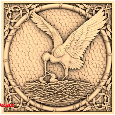 Framed Stork Panel 