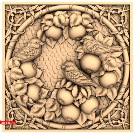 Framed Sparrows Panel - 3D CNC model