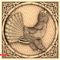 Wood grouse panel in a frame