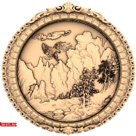 Mountain Eagle Panel - 3D model for CNC machine