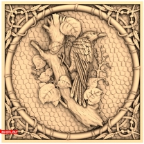 Woodpecker panel in a frame