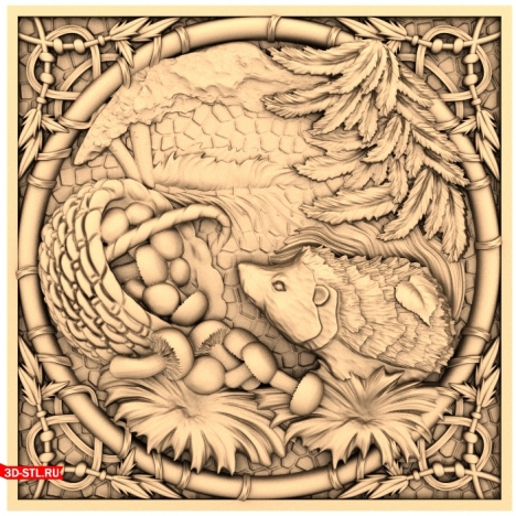 Hedgehog in a Frame - 3D Model in STL Format for Milling