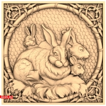 Framed picture of Hares