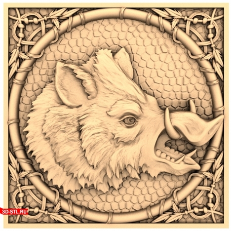 Framed Boar Panel: 3D CNC Model