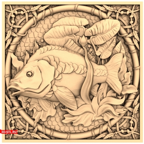 Carp Panel in a Frame - 3D Model for CNC