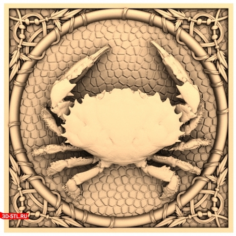 Framed Crab Panel - 3D Model for Milling