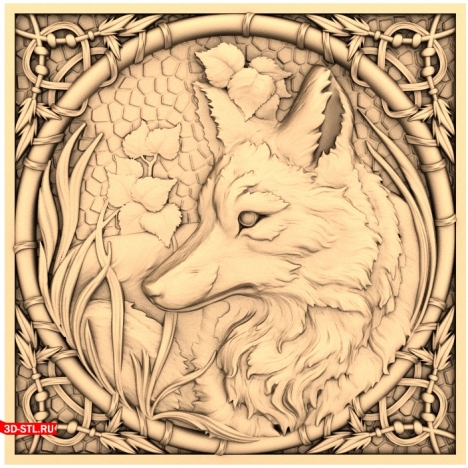 Framed Fox Panel - 3D CNC Model