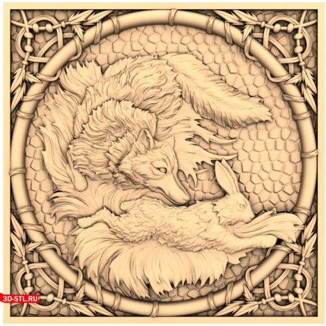 Fox and Hare Framed Panel - 3D CNC Model