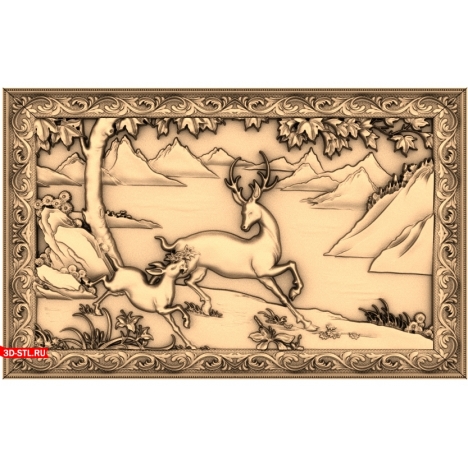 Deer and Fawn Panel - 3D CNC Model