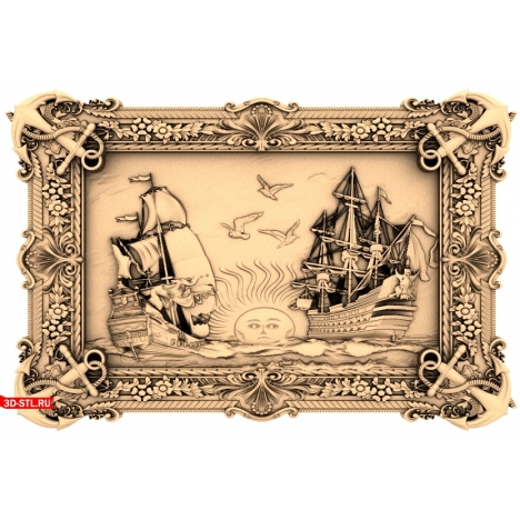 Pirate Ships Panel - 3D CNC Model