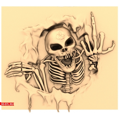 Panel Skeleton Fuck You - 3D model for CNC